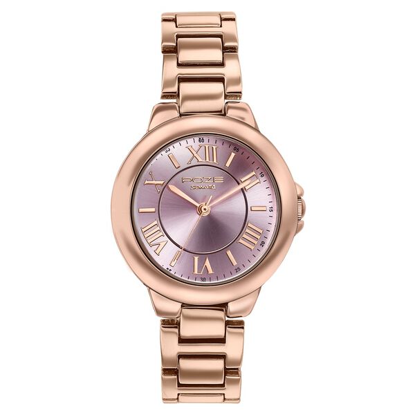Poze By Sonata Quartz Analog Pink Dial Rose Gold Metal Strap Watch For Women - image number 1