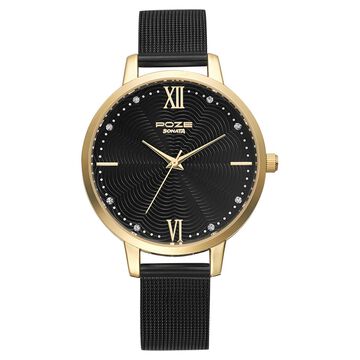 Poze by Sonata Quartz Analog Black Dial Stainless Steel Strap Watch for Women