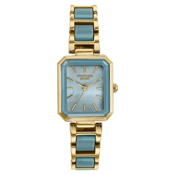 Poze Poze Quartz Analog Blue Dial Two Toned Metal & Plastic Strap Watch For Women - image number 1