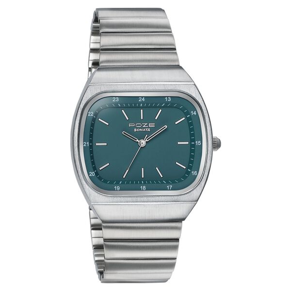Poze Poze Quartz Analog Green Dial Silver Metal Strap Watch For Women - image number 2