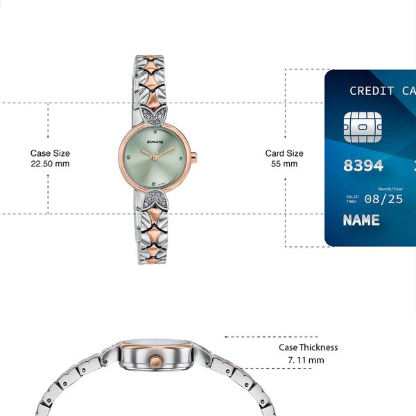 Women's Vintage style pastel green dial Bracelet Watch - image number 3