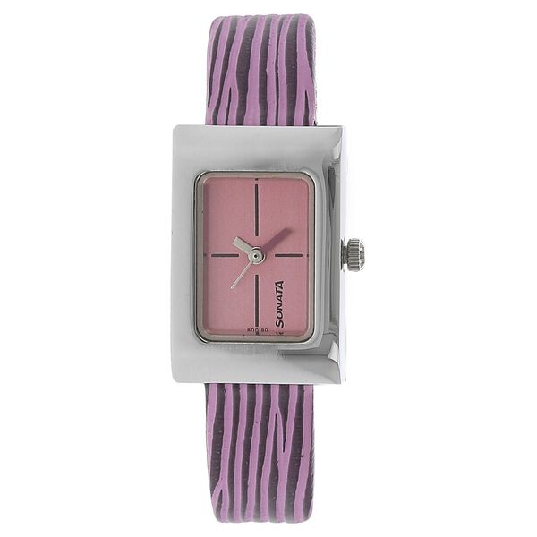 Sonata Quartz Analog Pink Dial Leather Strap Watch for Women - image number 0