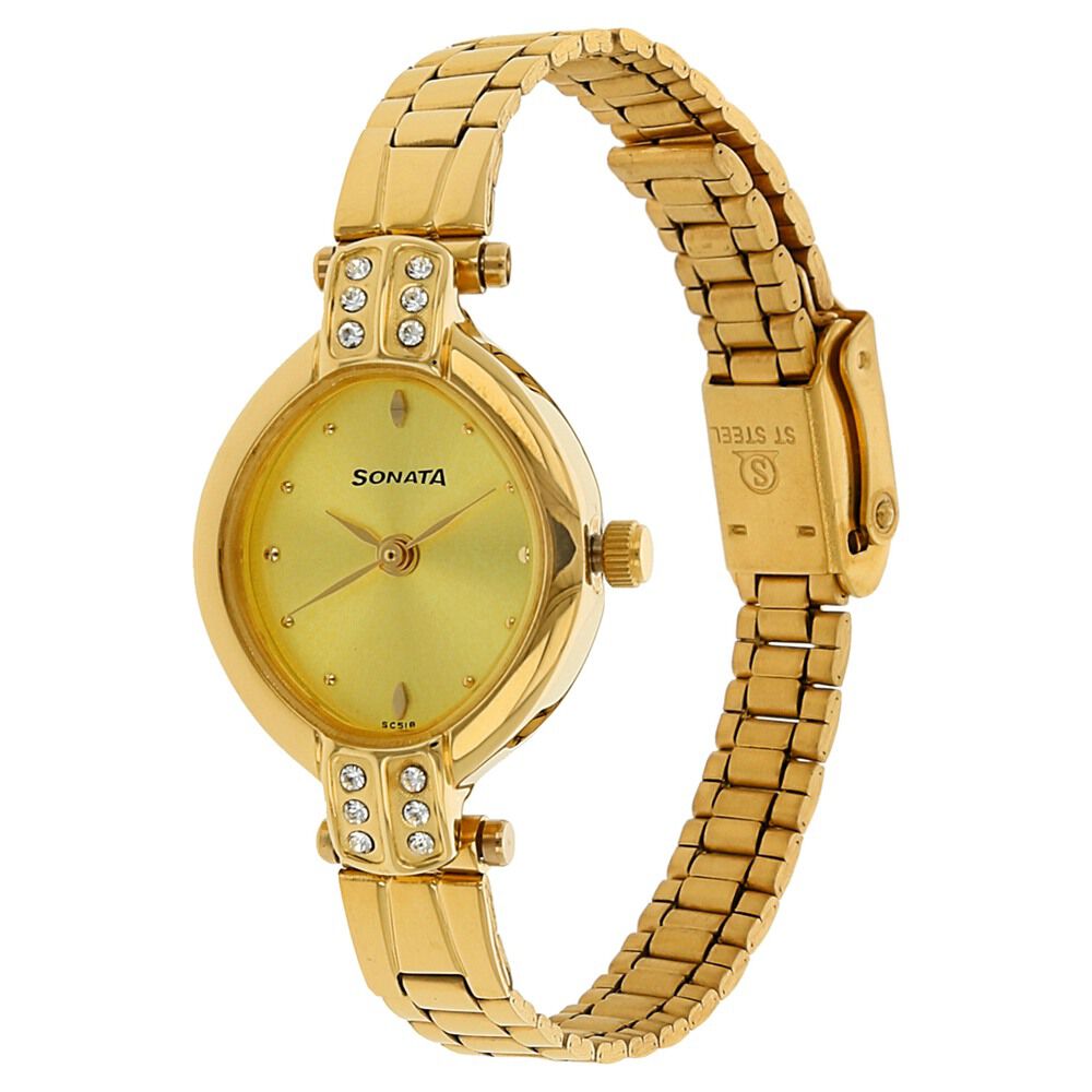 Sonata watch golden colour on sale