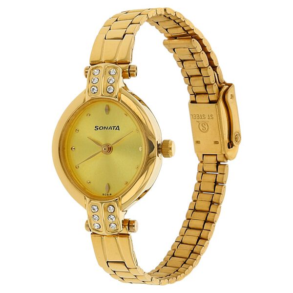 Sonata Quartz Analog Champagne Dial Stainless Steel Strap Watch for Women - image number 1