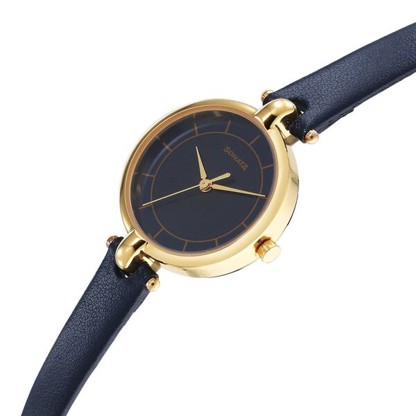 Sonata Gold Edit Blue Dial Women Watch With Leather Strap - image number 2