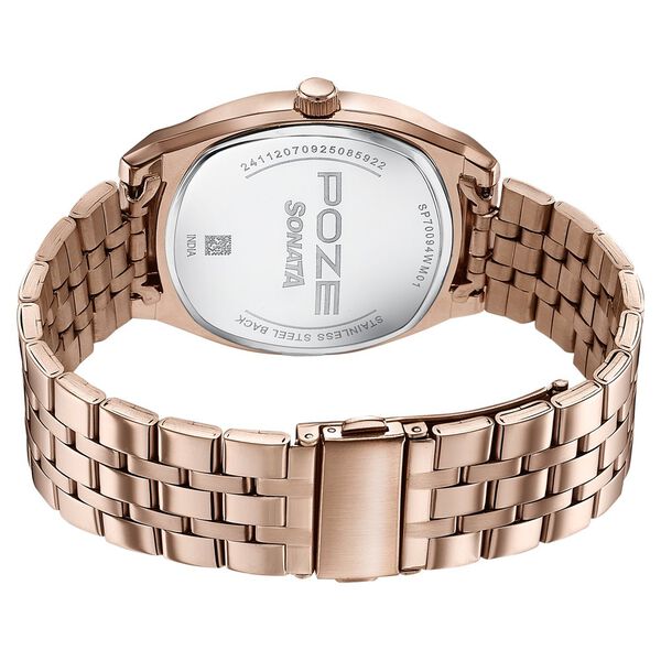 Poze By Sonata Quartz Analog Grey Dial Rose Gold Metal Strap Watch For Men - image number 6