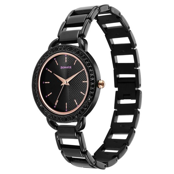 Sonata Wedding Quartz Analog Black Dial Metal Strap Watch for Women - image number 2