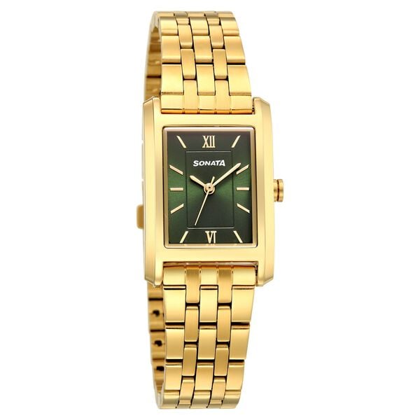 Sonata Celebration edit Quartz Analog Green Dial Golden Metal Strap Watch For Women - image number 1