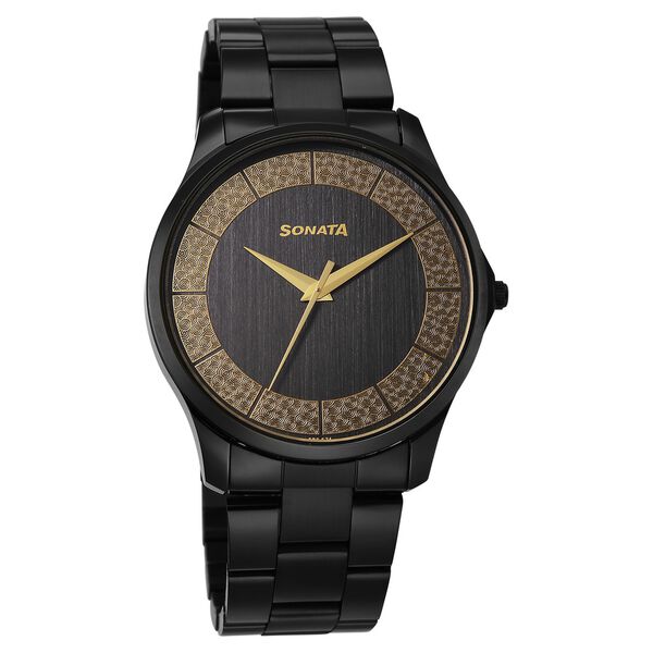 Sonata Traditional Essentials Quartz Analog Multicoloured Dial Black Metal Strap Watch For Men - image number 1