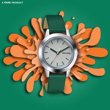 Sonata Splash White Dial Women Watch With Leather Strap