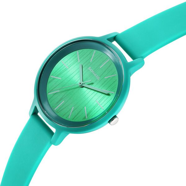 Sonata Splash Quartz Analog Green Dial Plastic Strap Watch for Women - image number 1