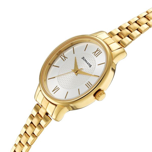 Sonata Classic�Gold Silver Dial Metal Strap Watch for Women - image number 2