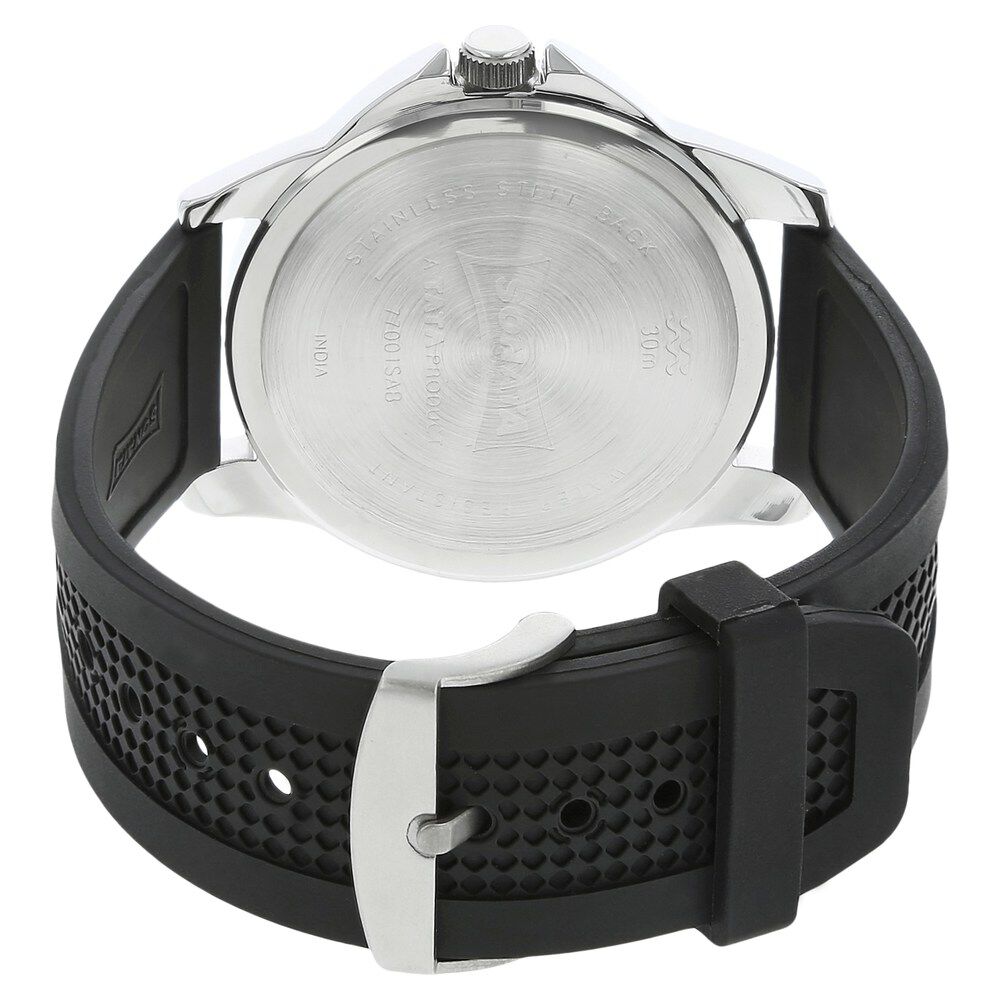 Sonata Quartz Analog Black Dial Plastic Strap Watch for Men