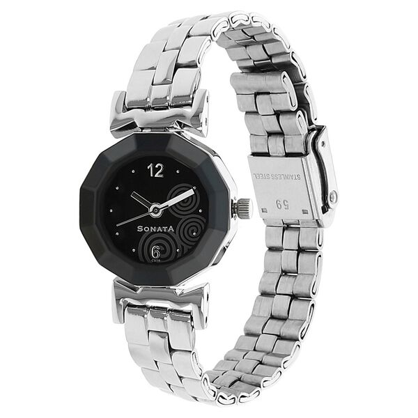 Sonata Quartz Analog Black Dial Metal Strap Watch for Women - image number 1