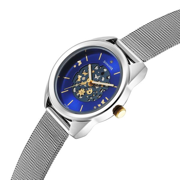 Sonata Unveil Quartz Multifunction Blue Dial Stainless Steel Strap Watch for Women - image number 2