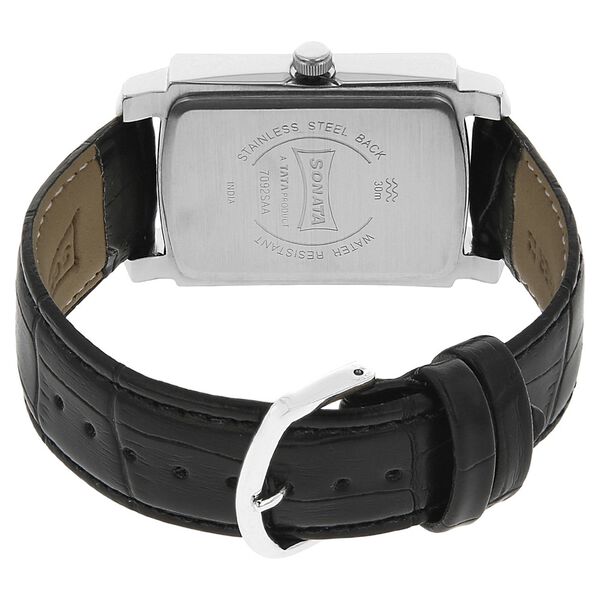 Sonata Quartz Analog Silver Dial Leather Strap Watch for Men - image number 3