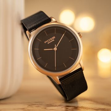 Sonata Poze Quartz Analog Black Dial Mesh Strap Watch for Women