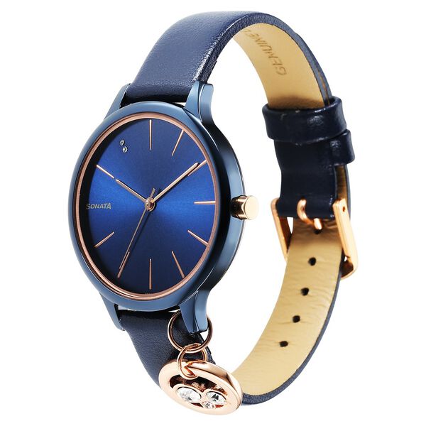Sonata Blush Quartz Analog Blue dial Leather Strap Watch for Women - image number 1