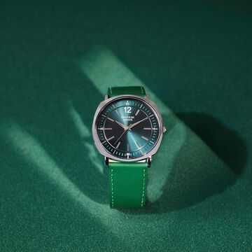 Sonata Poze Quartz Analog Green Dial Green Color Leather Strap Watch For Men