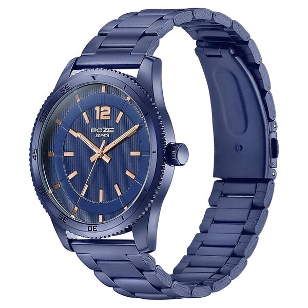 Sonata Poze Quartz Analog Blue Dial Metal Strap Watch For Men - image number 3