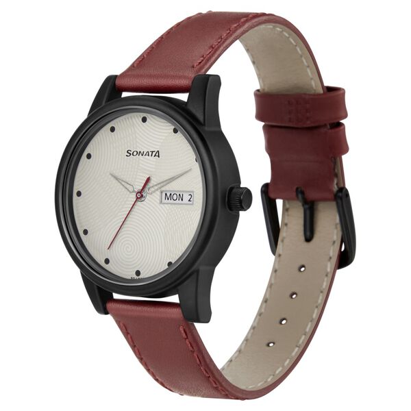 Sonata Lite White Dial Women Watch With Leather Strap - image number 1