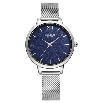 Poze by Sonata Quartz Analog Blue Dial Stainless Steel Strap Watch for Women