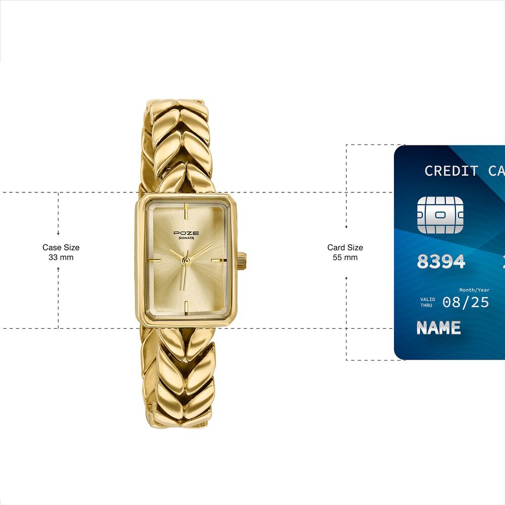 Buy Online Poze By Sonata Quartz Analog Golden Dial Gold Metal