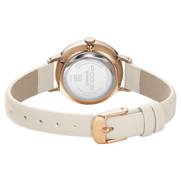Poze by Sonata Quartz Analog Silver Dial PU Leather Strap Watch for Women - image number 4