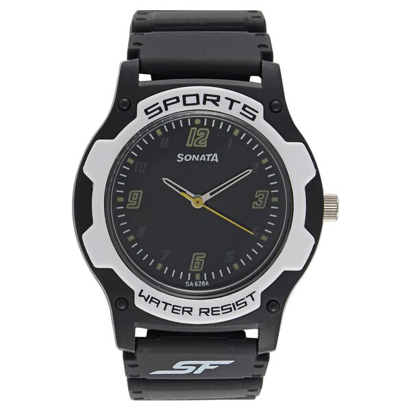 SF Quartz Analog Black Dial Plastic Strap Watch for Men - image number 0