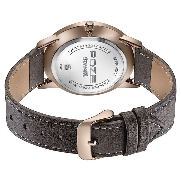 Sonata Poze Quartz Analog White Dial Leather Strap Watch For Men - image number 6