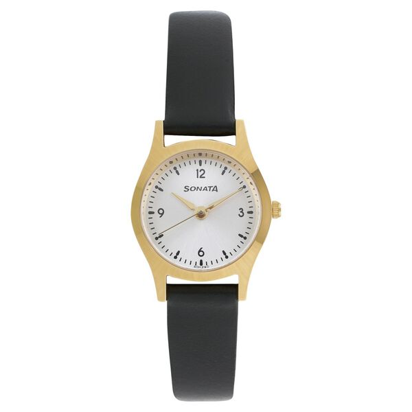 Sonata Essentials Silver Dial Women Watch With Leather Strap - image number 0