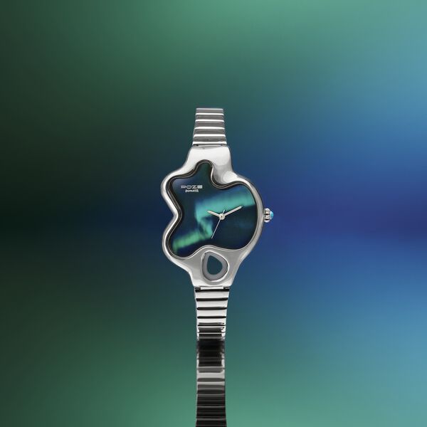 Northern Lights Inspired Poze By Sonata Quartz Analog Blue Dial Silver Metal Strap Watch - image number 0