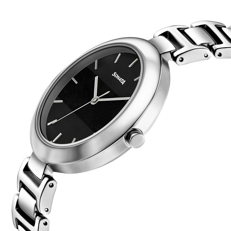 Sonata Workwear Black Dial Women Watch With Metal Strap - image number 2