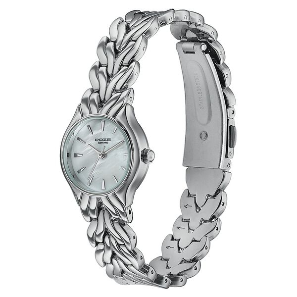 Poze Poze Quartz Analog White Dial Silver Metal Strap Watch For Women - image number 4