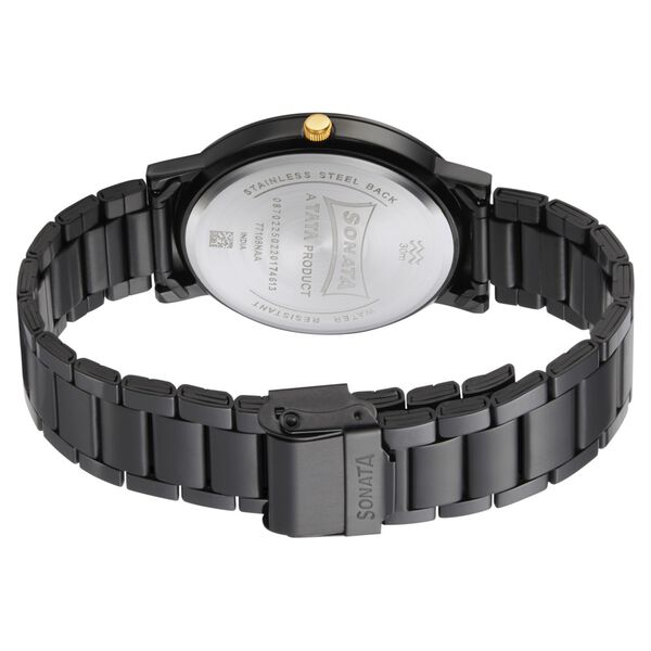Sonata Quartz Analog Black Dial Metal Strap Watch for Men - image number 3