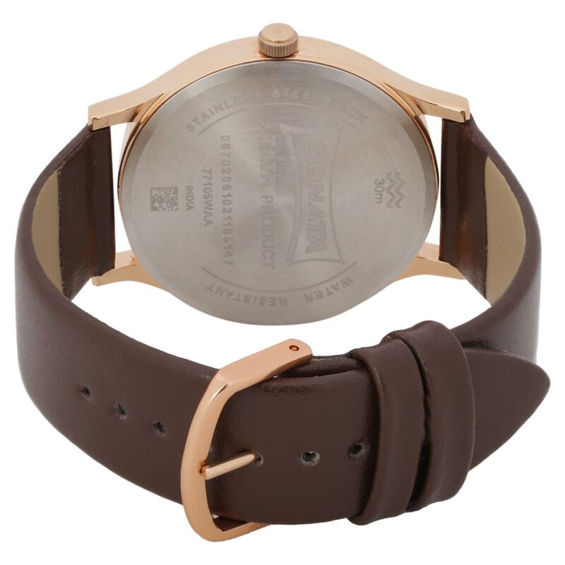 Knot Blue Dial Leather Strap Watch for Men - image number 4