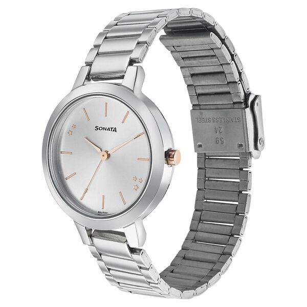 Sonata Play Silver Dial Women Watch With Stainless Steel Strap - image number 1