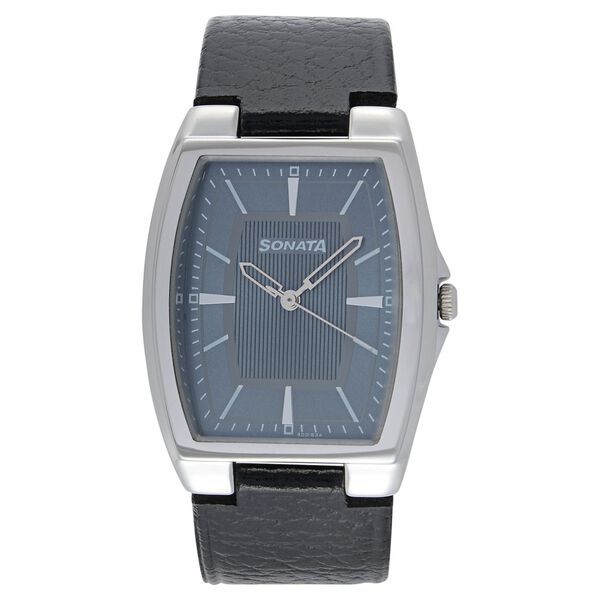 Sonata Quartz Analog Black Dial Leather Strap Watch for Men - image number 0