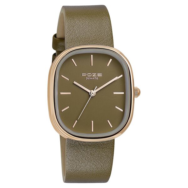 Sonata Poze Quartz Analog Brown Dial Leather Strap Watch for Women - image number 2