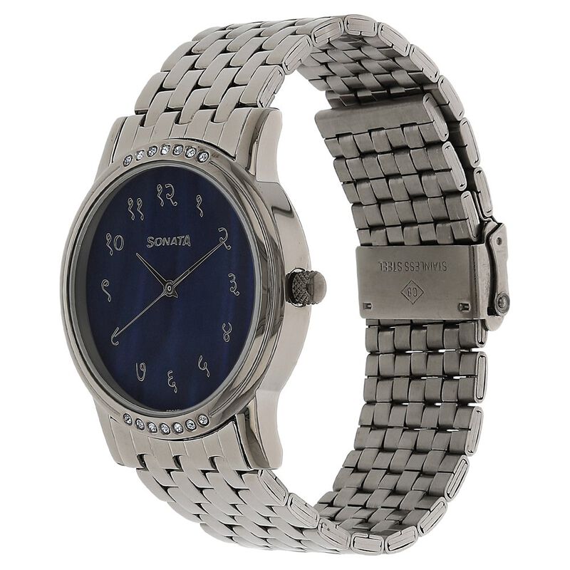 Sonata Quartz Analog Blue Dial Stainless Steel Strap Watch for Men - image number 1