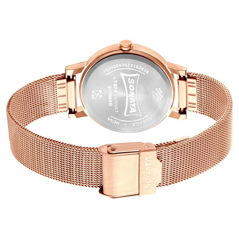 Sonata Linnea Rose Gold Dial Women Watch With Stainless Steel Strap - image number 3