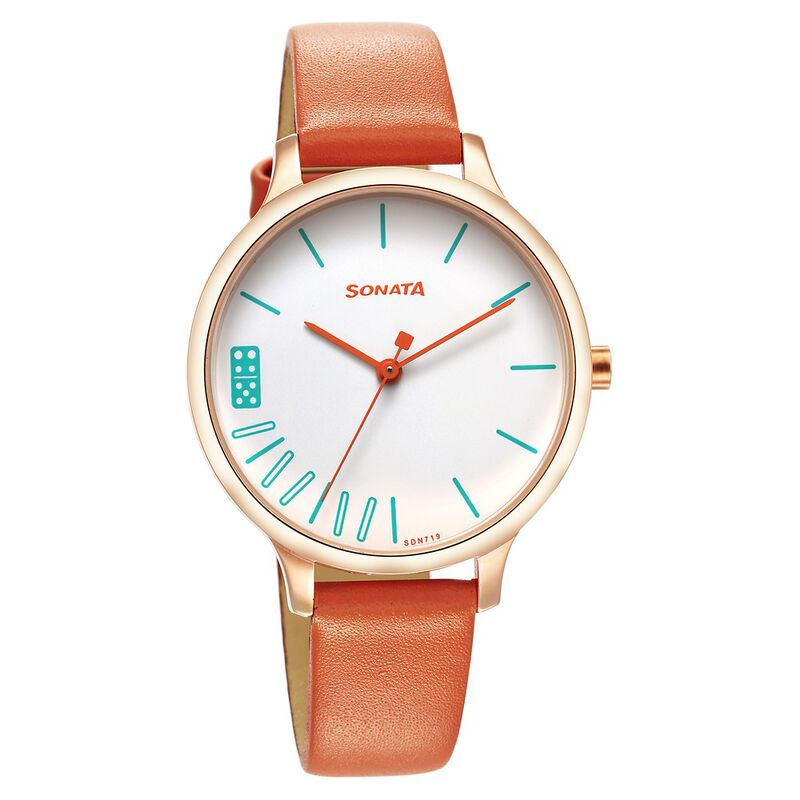 Sonata Play Orange Dial Watch for Women - image number 0