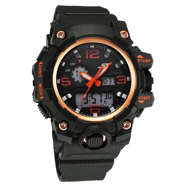 SF Sparq Quartz Digital Analog Digital Black Round Round Shaped Dial Black PU Strap Watch For Men - image number 0