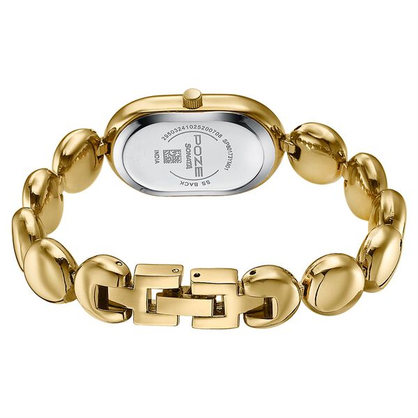 Poze By Sonata Quartz Analog Plum Dial Golden Metal Strap Watch For Women - image number 6