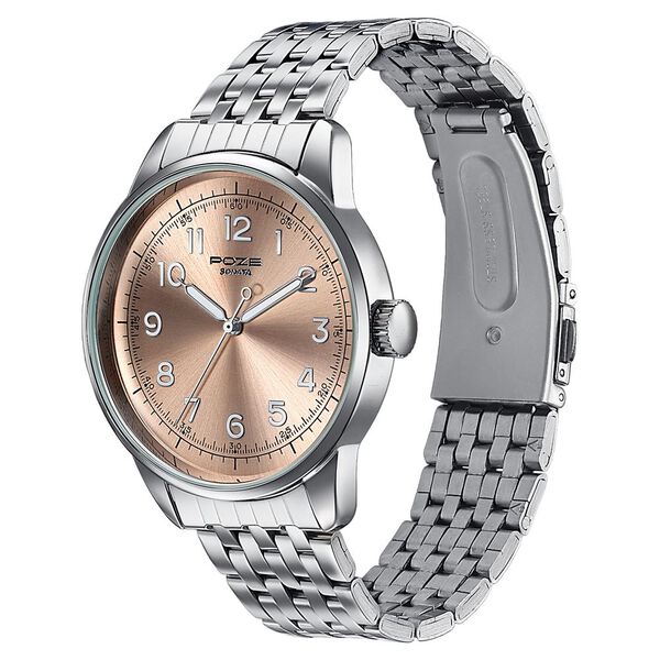 Poze By Sonata Quartz Analog Taupe Dial Silver Stainless Steel Strap Watch For Men - image number 4