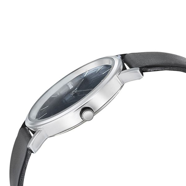Sonata Silver Lining Black Dial Women Watch With Leather Strap - image number 2