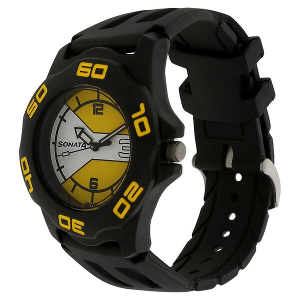 SF Quartz Analog Yellow Dial Plastic Strap Watch for Men - image number 1