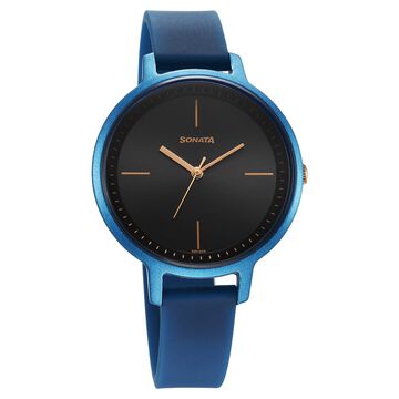 Sonata Splash Quartz Analog Black Dial Plastic Strap Watch for Women