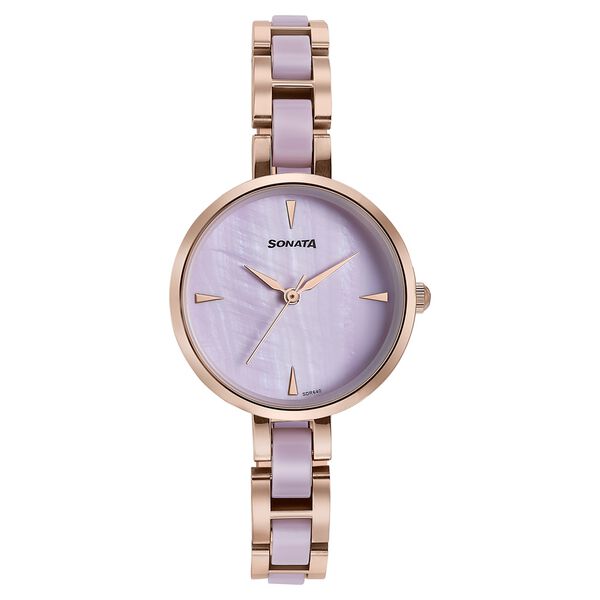 Sonata Wedding Edit Quartz Analog Purple Dial Stainless Steel With Acetate Strap Watch For Women - image number 0