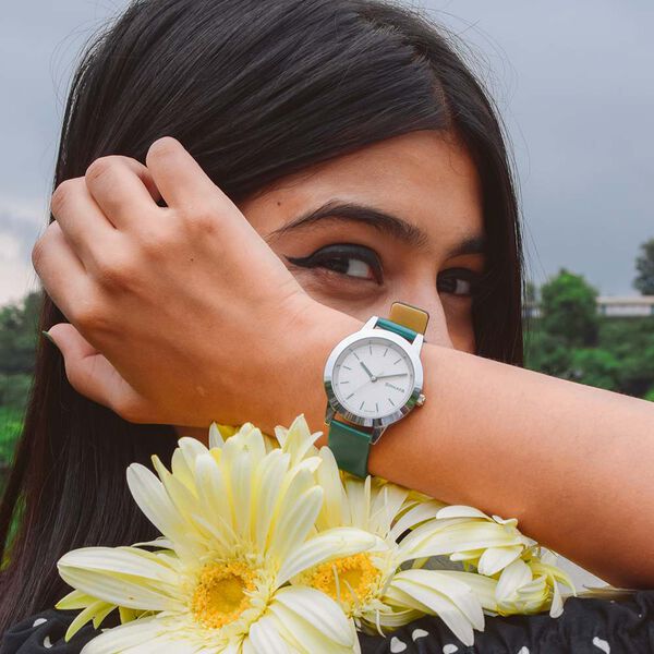 Sonata Splash White Dial Women Watch With Leather Strap - image number 6